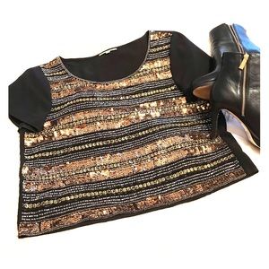 Stunning Sequin Gold & Black Top Size L